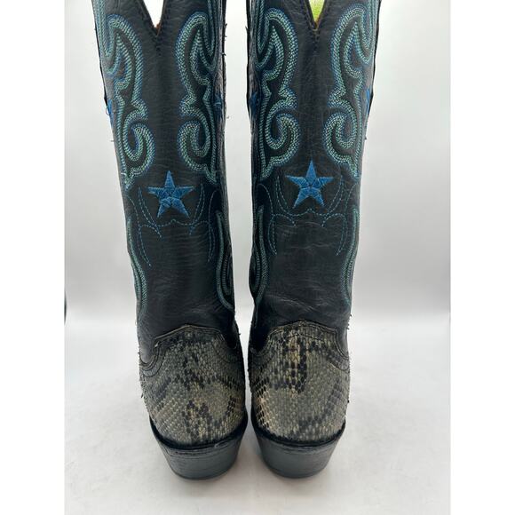 Lucchese 1883 Women's Western Cowboy Boots black & Blue Python Leather 7 - Picture 12 of 16